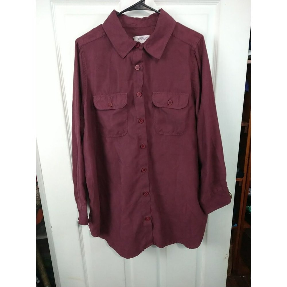 ROMANS Plum Collared Long Sleeve Soft Button up Shirt. Size L